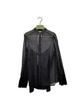 Gucci See Through Shirt With Inner Size 38 Black Long Sleeve
